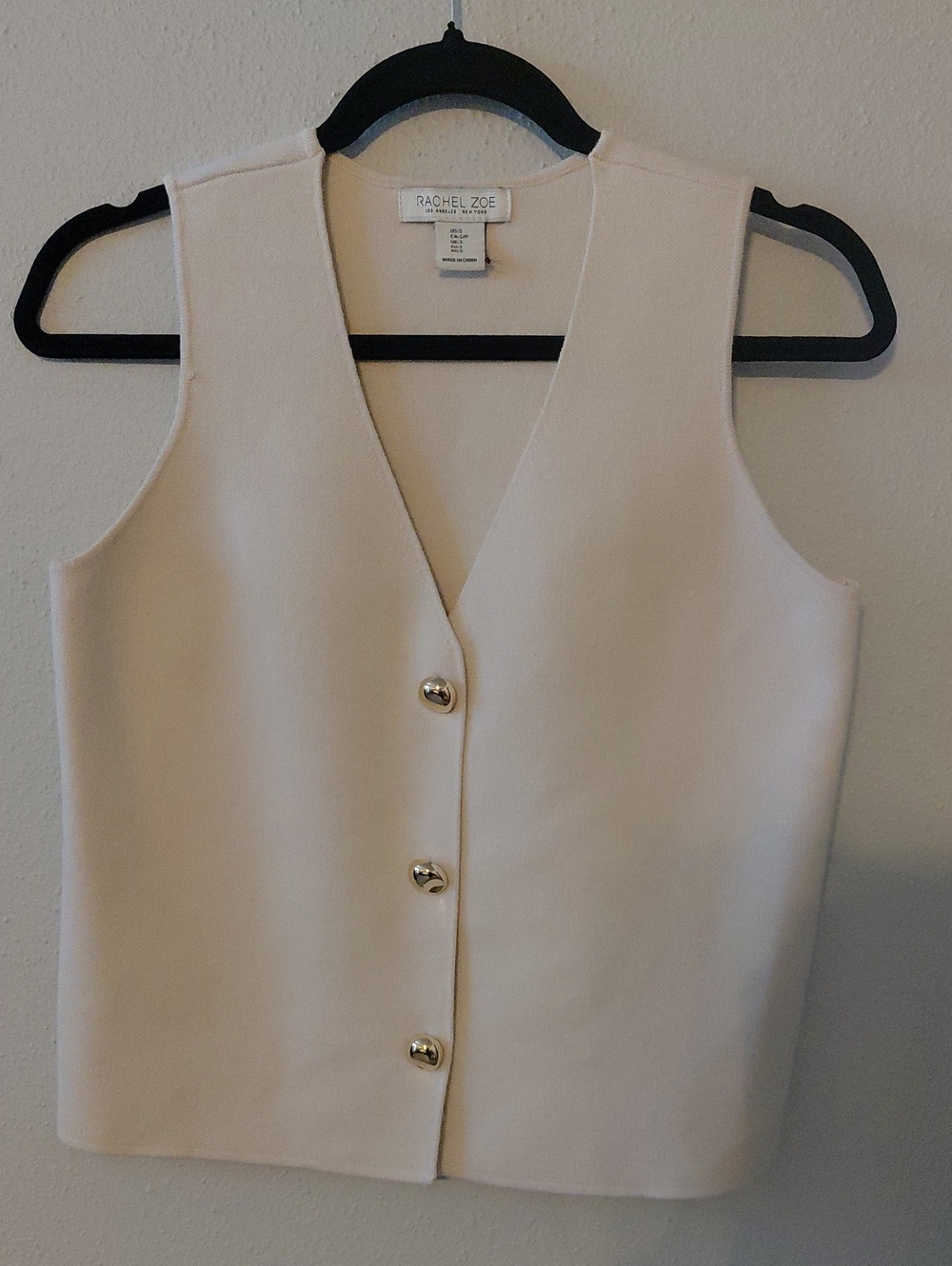 Rachel Zoe Cream Button-Front V-Neck Tank